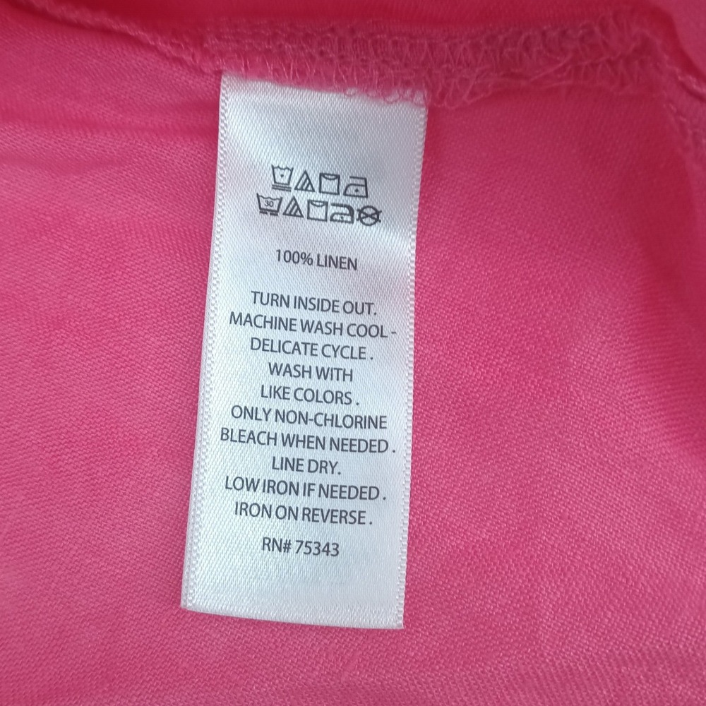 Isaac Mizrahi New York Pink 100% Linen Split Neck Tunic Top Small RN75343 - Picture 5 of 6